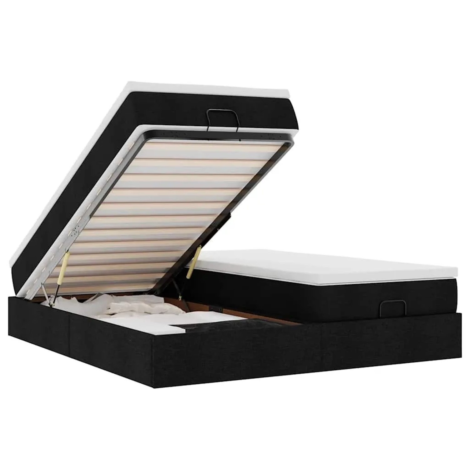 vidaXL Ottoman-Bett mit Matratzen Schwarz 200x200 cm Stoff 3311250