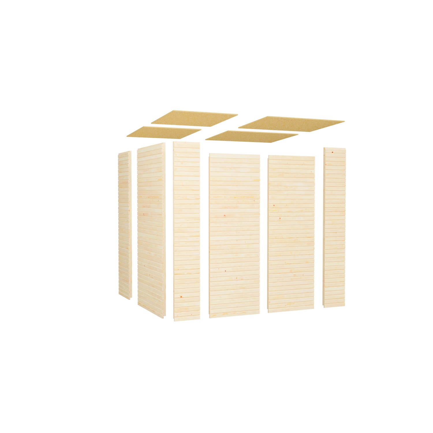 Bertilo Holz-Gartenhaus Box 2 Natur, Elementbauweise aus FSC®-zertifiziertem Holz.