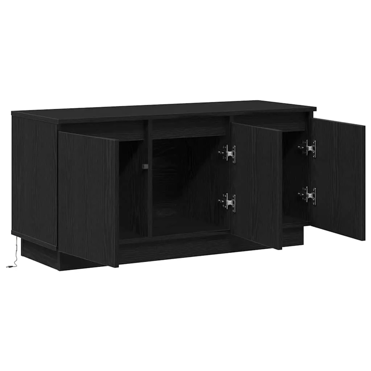 vidaXL TV-Schrank, schwarz Eichen-Optik, mit offenen und geschlossenen Fächern.