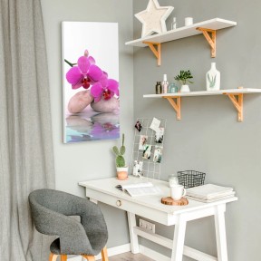 Banjado Magnettafel 30x75 Cm – Magnetwand Mit Motiv Orchidee, Inkl. 4 Magneten, Für Küche, Büro & Kinderzimmer