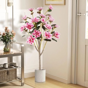 Costway Kunstbaum mit Mehrverzweigten Stämmen & Blüten Rosa 130CM