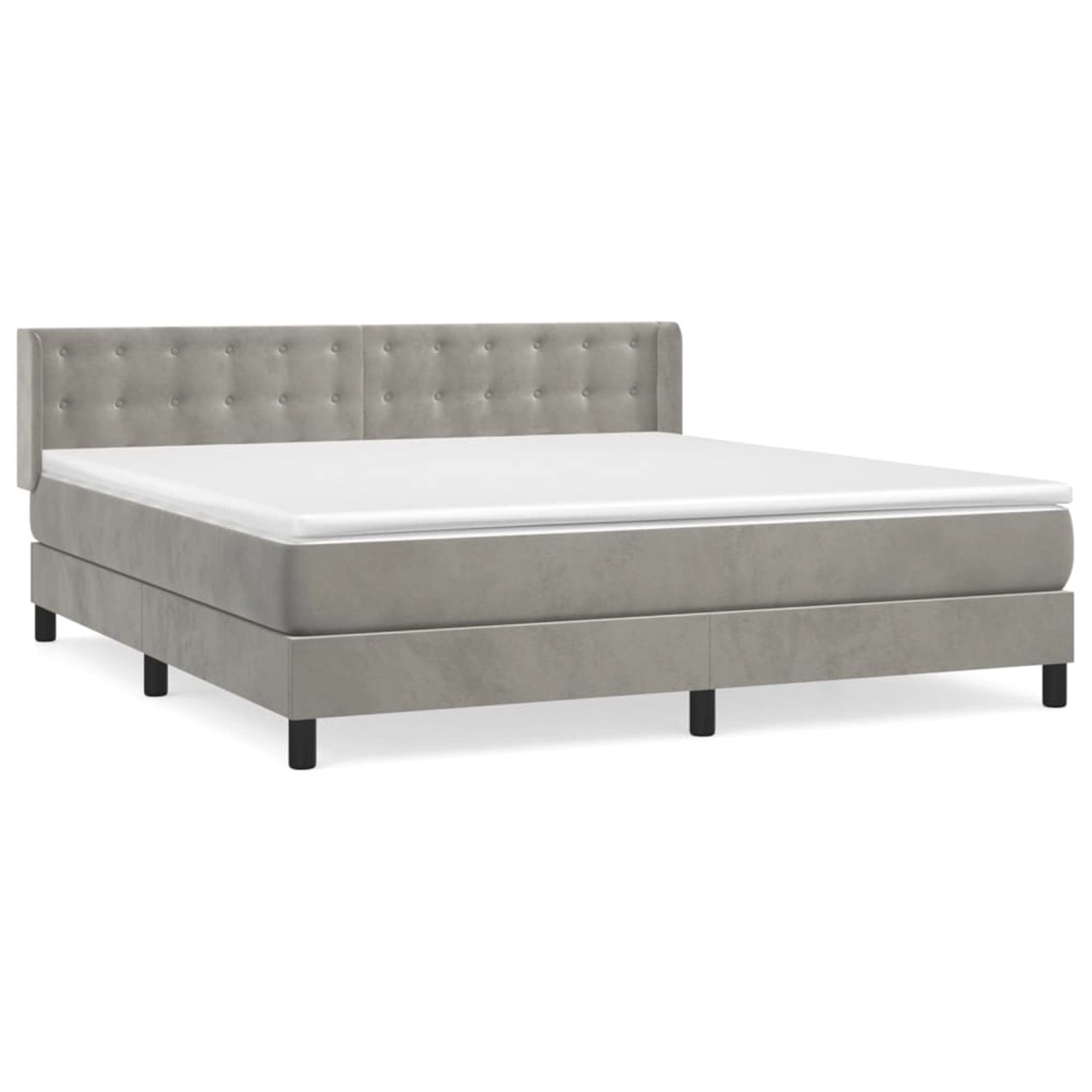 vidaXL Boxspringbett mit Matratze Hellgrau 160x200 cm Samt 3131207 günstig online kaufen