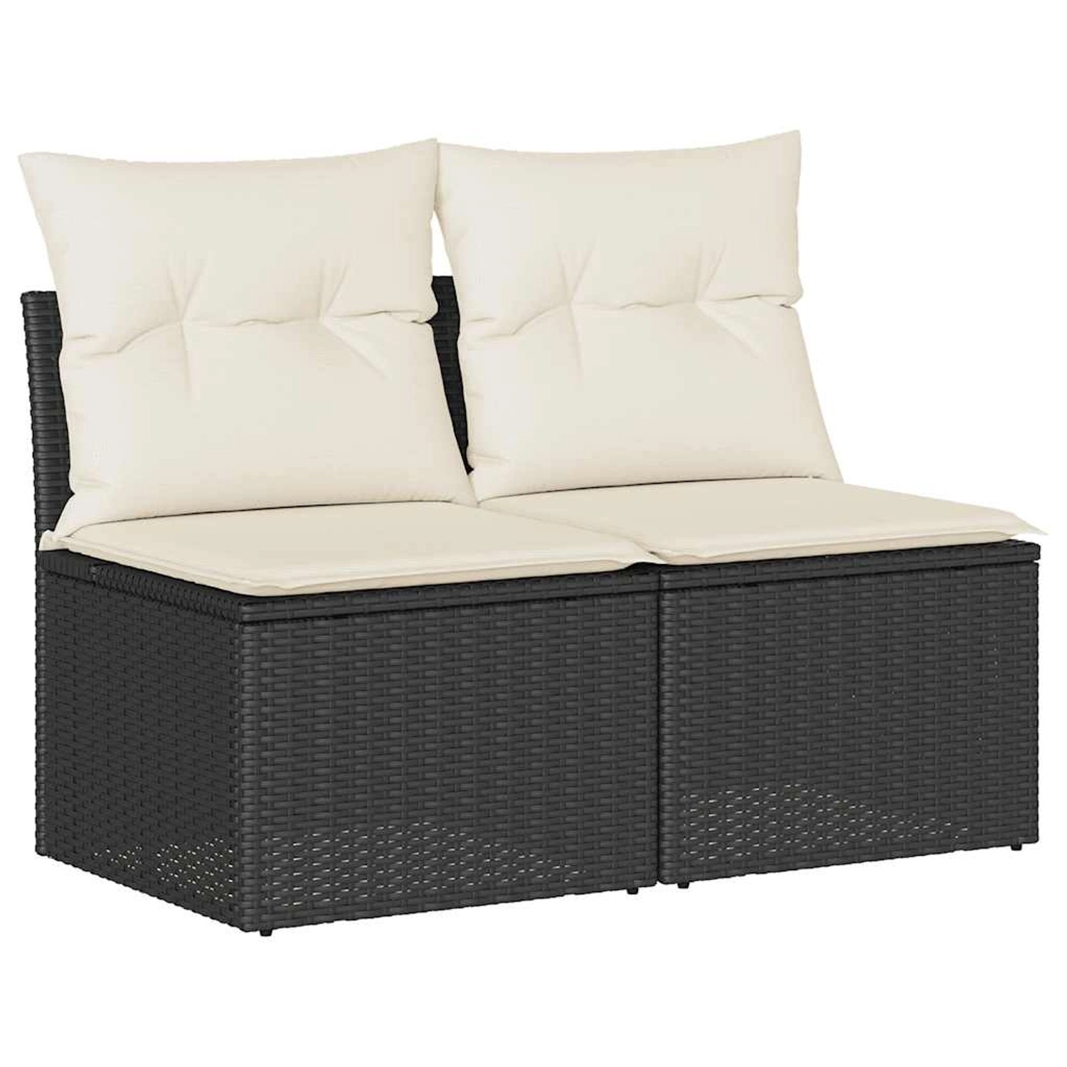 vidaXL 2-Tlg Garten-Sofagarnitur mit Kissen Schwarz Poly Rattan 3325242 günstig online kaufen