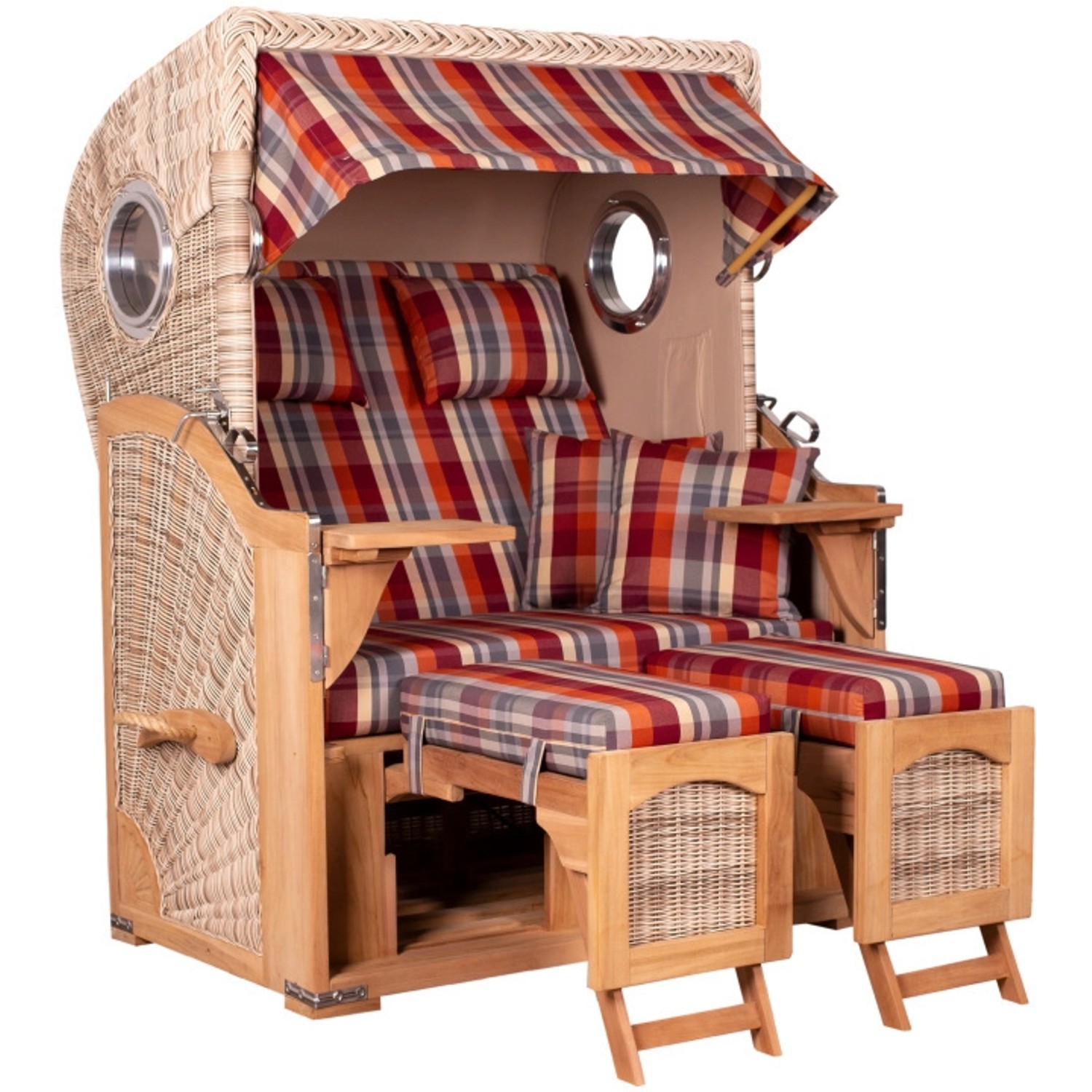 GarWoh Strandkorb Rantum Teak PE Shell Dessin 584