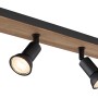 Globo Strahler Drew, 4-flammig, dunkelbraun/schwarz, Holz/Metall, 500x60x90 mm. Spots für GU10 Leuchtmittel.