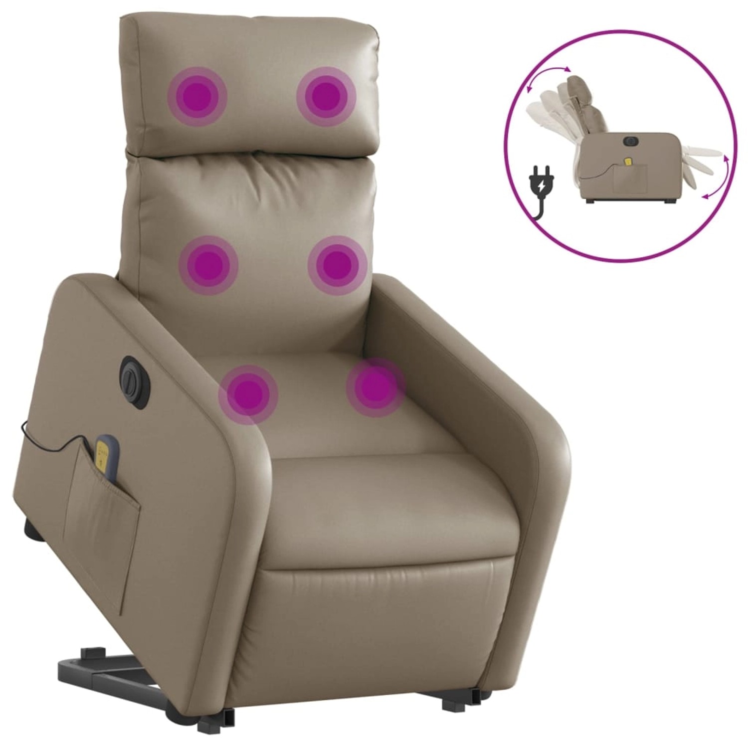 vidaXL Massagesessel mit Aufstehhilfe Elektrisch Cappuccino Kunstleder Mode günstig online kaufen