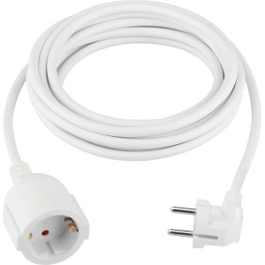 Weißes Schutzkontakt-Verlängerungskabel mit 1-fach Steckdose und USB-C Anschluss.