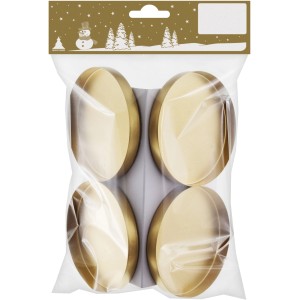 Weihnachtliche Teelichthalter aus Metall, 4er-Set, gold matt, Ø 7,5 cm, für stimmungsvolle Weihnachtsdeko.