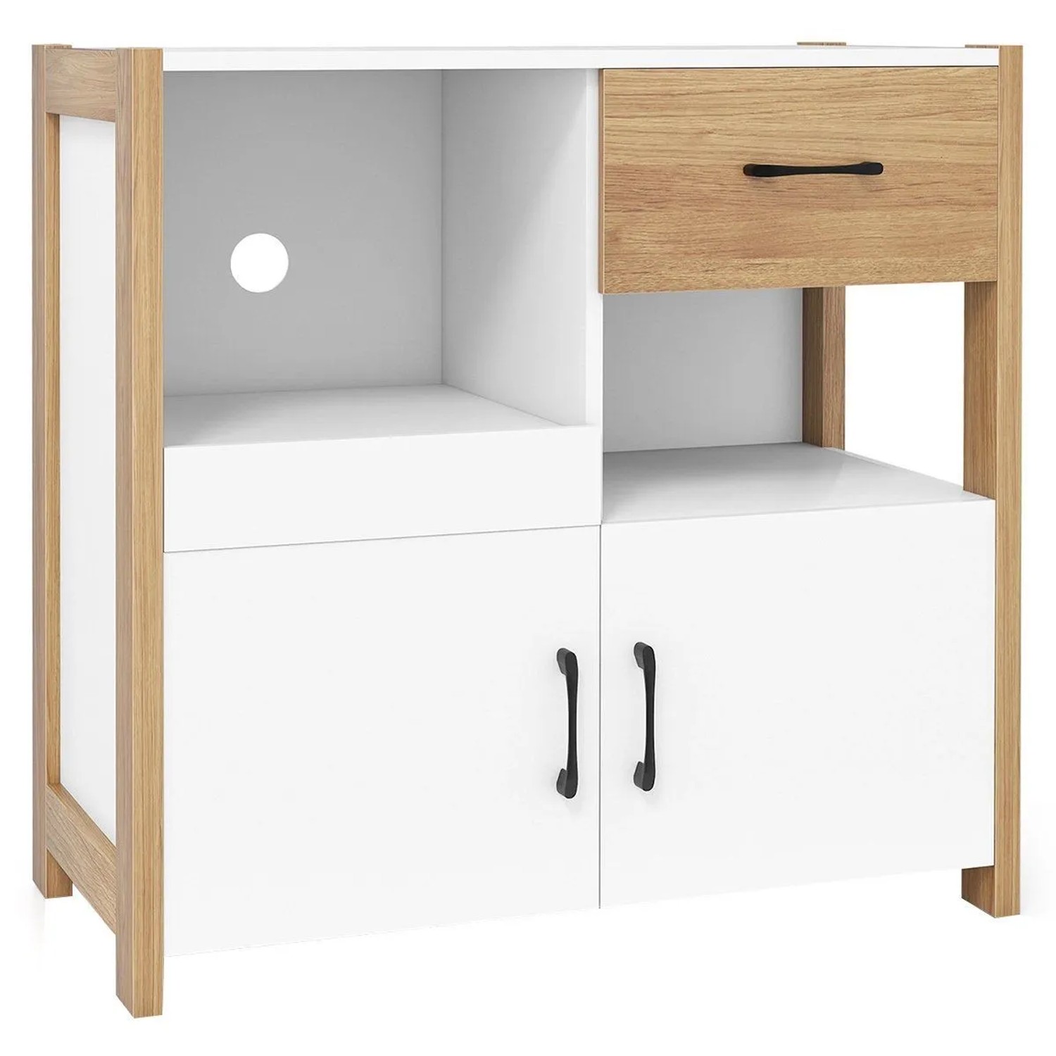 Costway Küchenschrank Buffetschrank mit 2 Türen & Schubladen Weiß