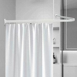 Weißes, L-förmiges Euroshowers Duschstangen-Set 90x170 cm aus Aluminium mit Duschvorhang.
