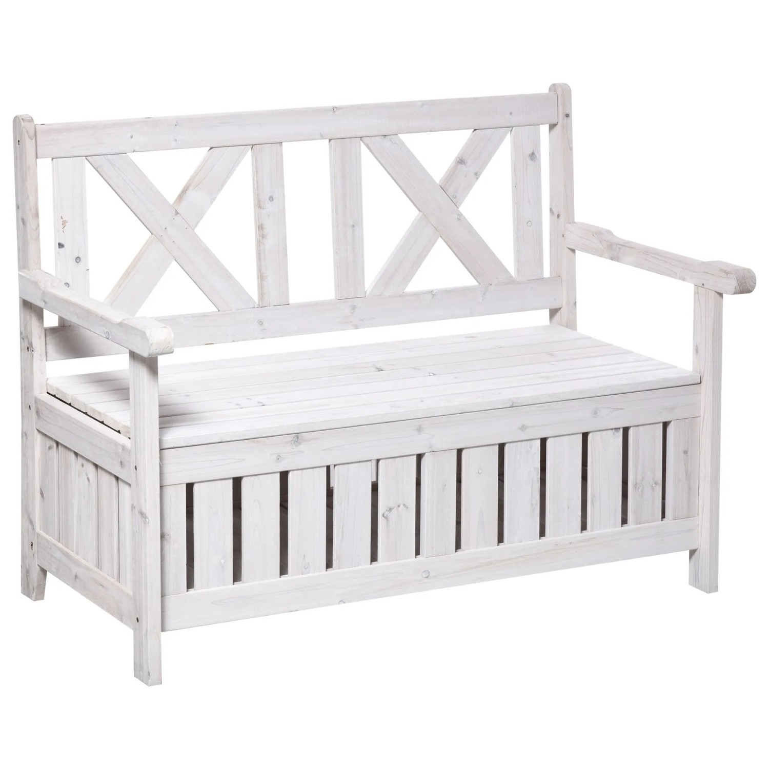 Furnicato Sitzbank Mit Stauraum 2-sitzer Gartentruhe Truhenbank Kissentruhe Aufbewahrung Weiß 115 X 61 X 85 Cm