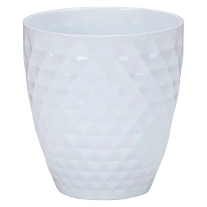 Weißes Scheurich Orchideengefäß 632 Alaska, Ø 14 cm, mit geometrischem Relief.
