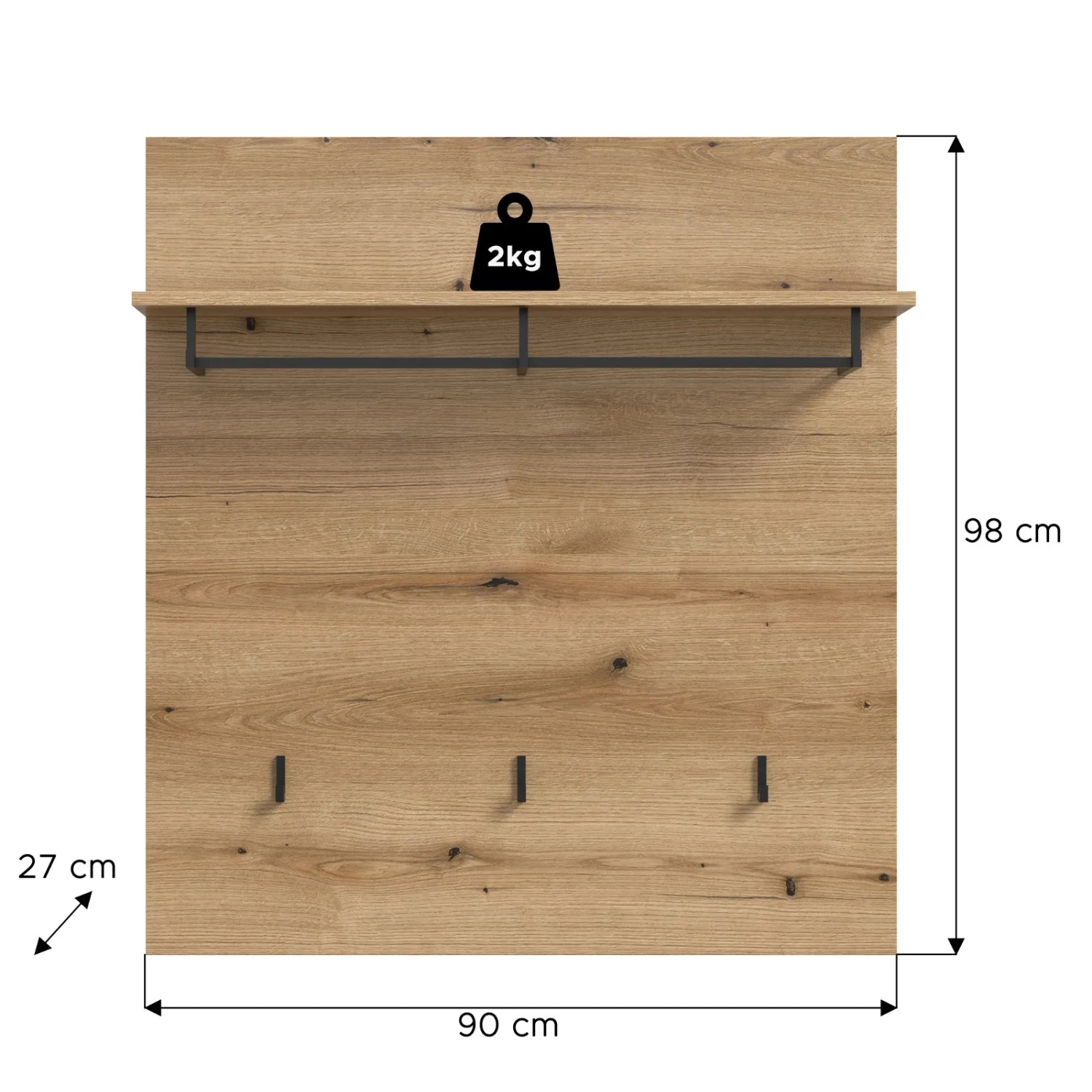 Inn.Furn Garderobenpaneel in Evoke Eiche 90 cm Shawn_9