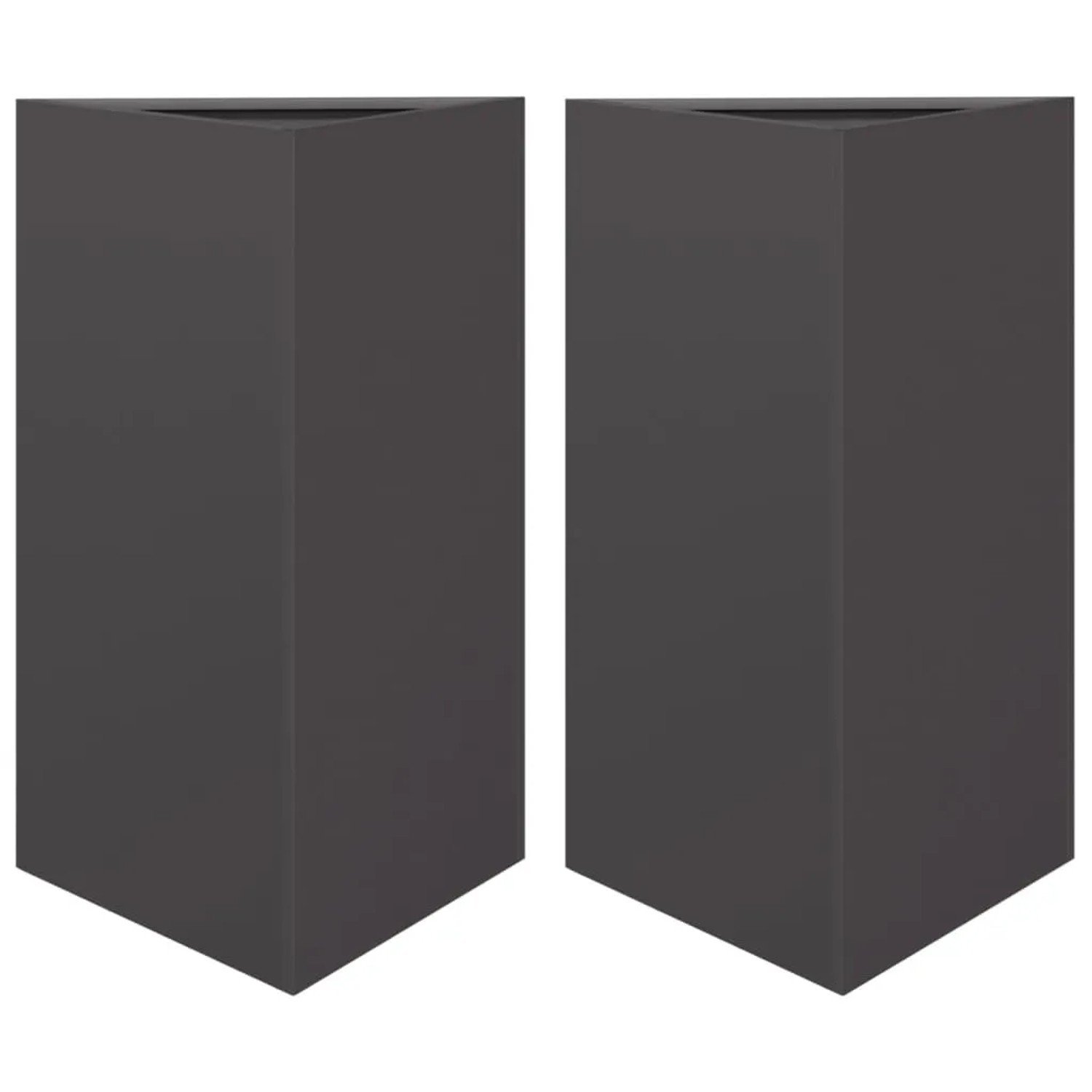 vidaXL Pflanzkübel 2 Stk Schwarz Dreieckig 50x43x75 cm Stahl 851172