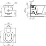 Technische Zeichnung Wand-WC Ideal Standard Connect Air, Tiefspüler, spülrandlos, Maße in mm.