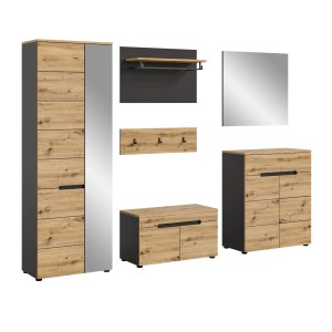 Inn.Furn Garderobe Set 6-teilig Eiche Grau 255 cm mit Soft-Close Cooper