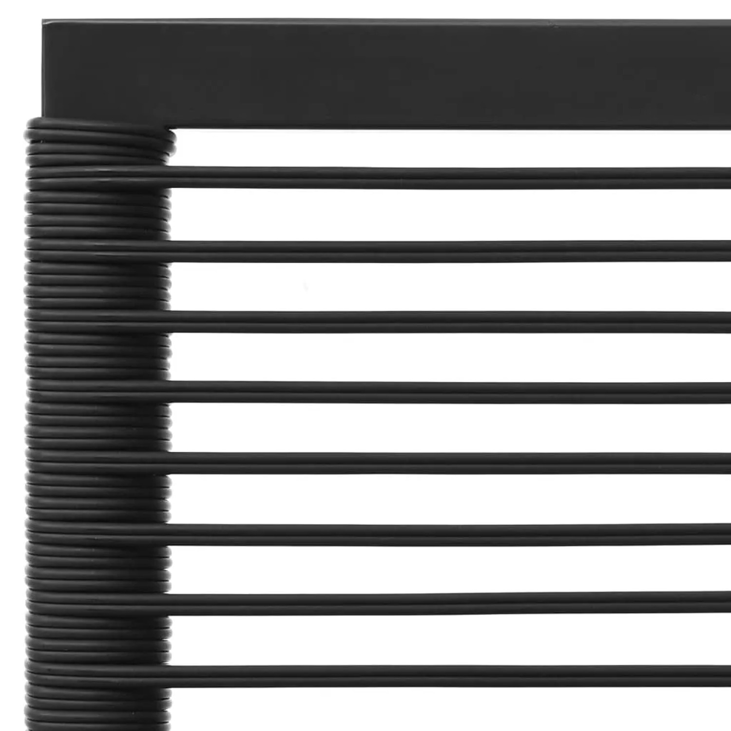 Detailansicht: Schwarzes Poly Rattan Gartenmöbel-Set, Fokus auf Flechtmuster.