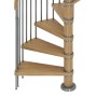 Dolle Spindeltreppe Winnipeg Eiche geölt, Detailansicht der Holzstufen und des Metallgeländers.