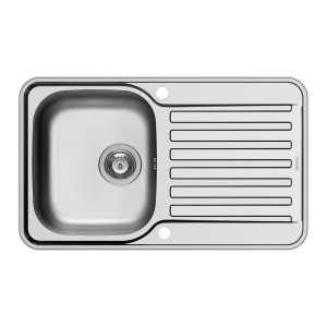 Pyramis Einbauspüle Space Mini aus Edelstahl, 80x48cm, mit Abtropffläche und einem Becken.