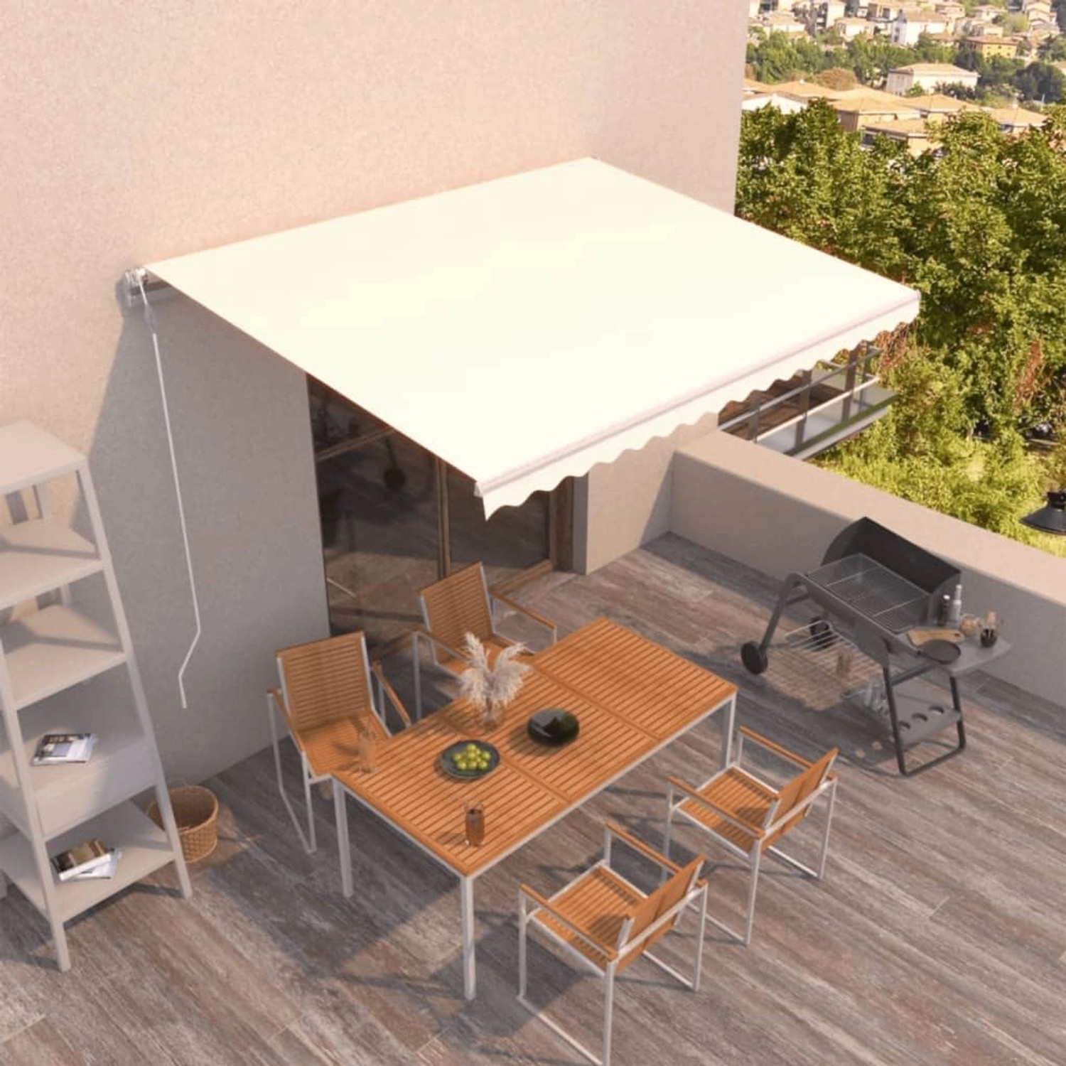 furnicato Markise Automatisch Einziehbar 400x350 cm Creme günstig online kaufen