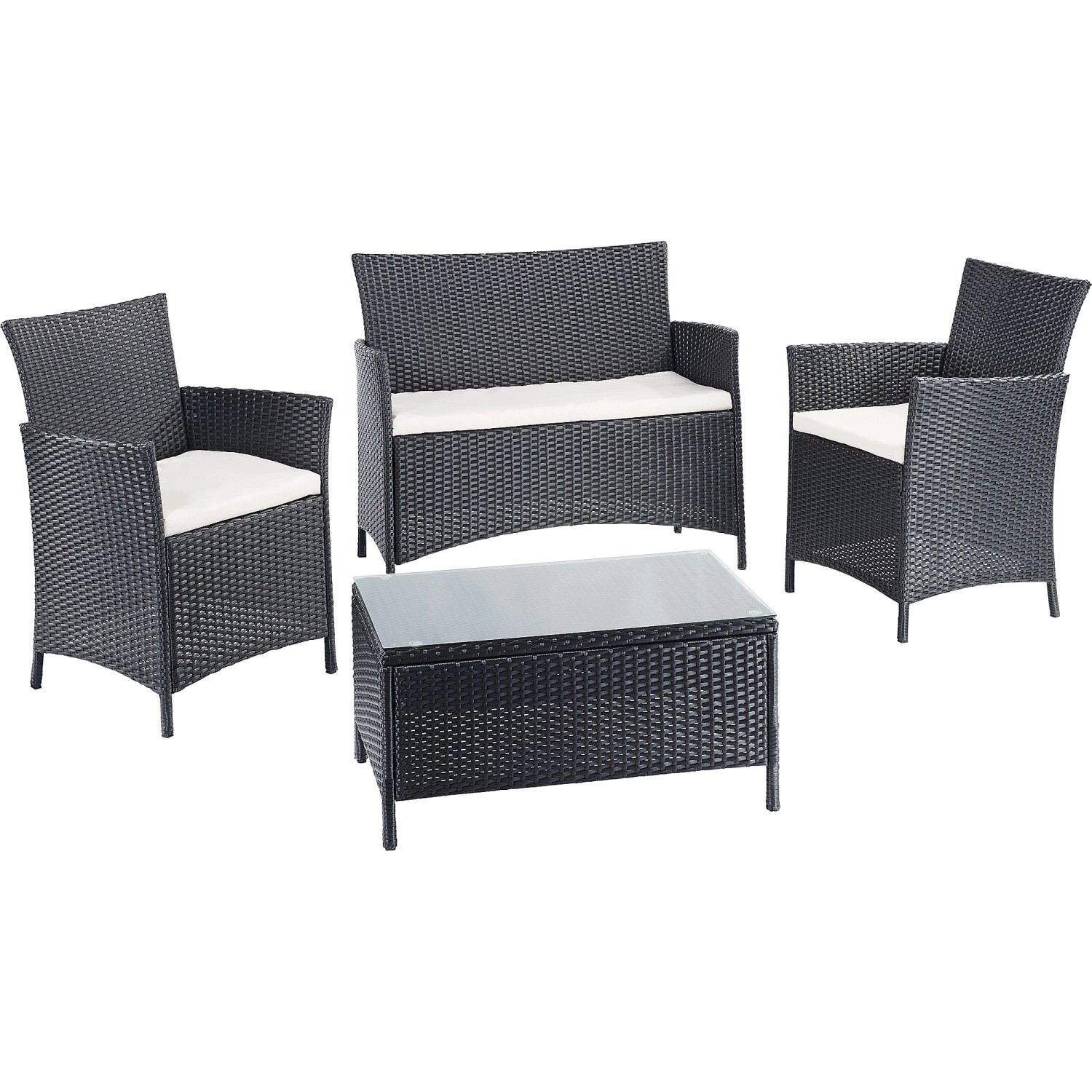 Gartenmöbel-Set Canera 4-teilig Polyrattan Schwarz günstig online kaufen