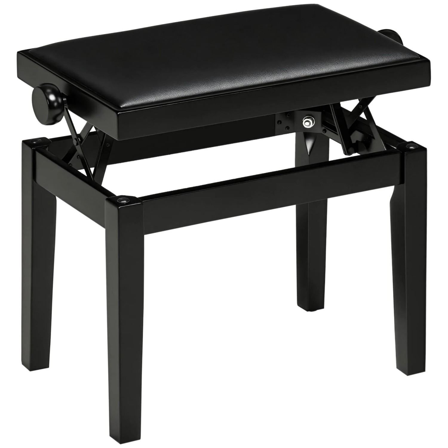 HOMCOM Klavierbank Höhenverstellbare Klavierbank mit Lederkissen (Pianobank, 1-St., Kunstleder Gummiholz), Schwarz 63 x 33 x 45-56 cm