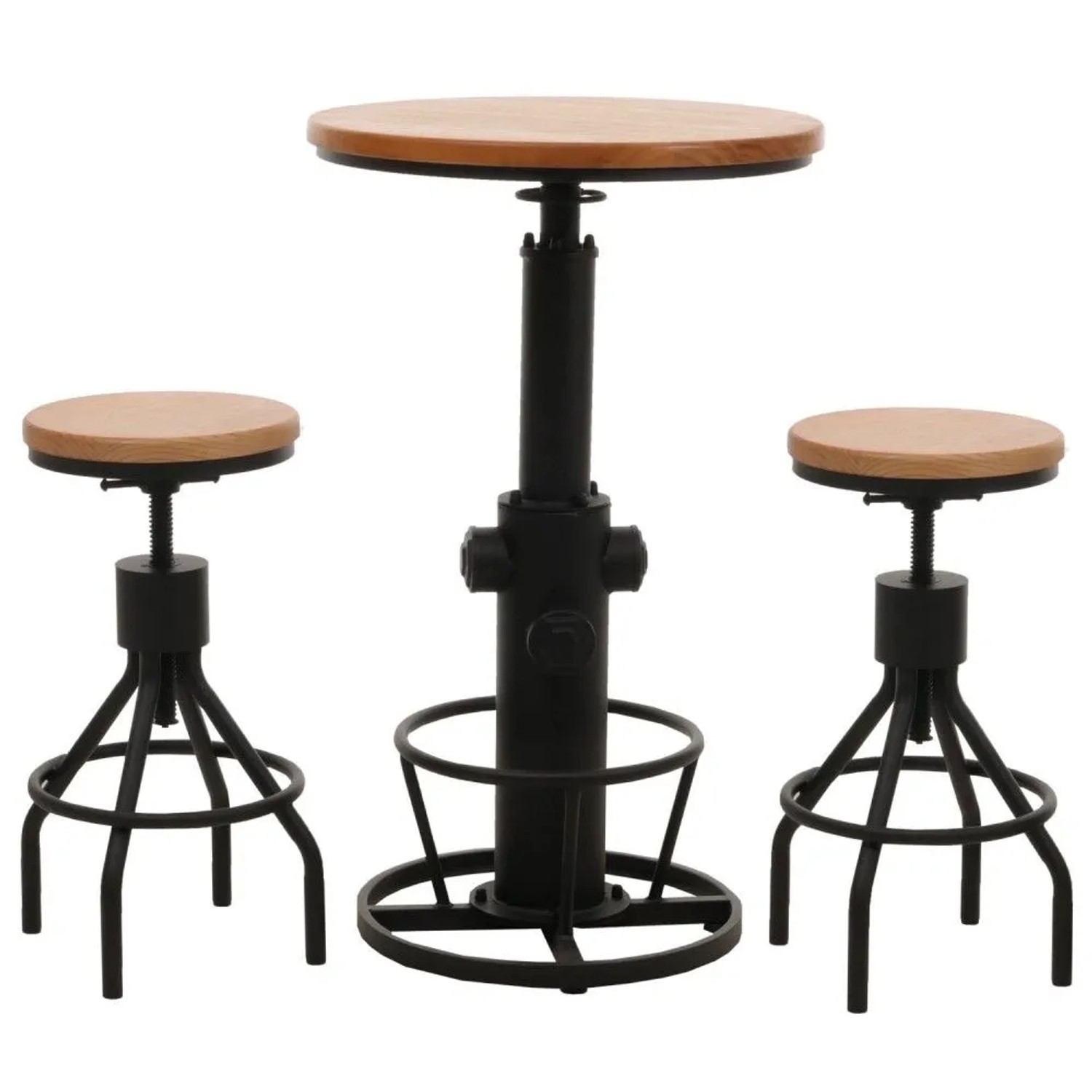 MCW Set Bartisch mit 2x Barhocker N17 Natur