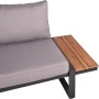 Detailaufnahme der graubraunen Garden Pleasure Lounge-Eckgruppe Belmira mit Ablage.