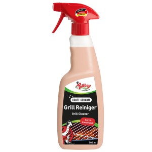 Poliboy Grill Reiniger 500ml Flasche mit rotem Sprühkopf für die Grillreinigung.