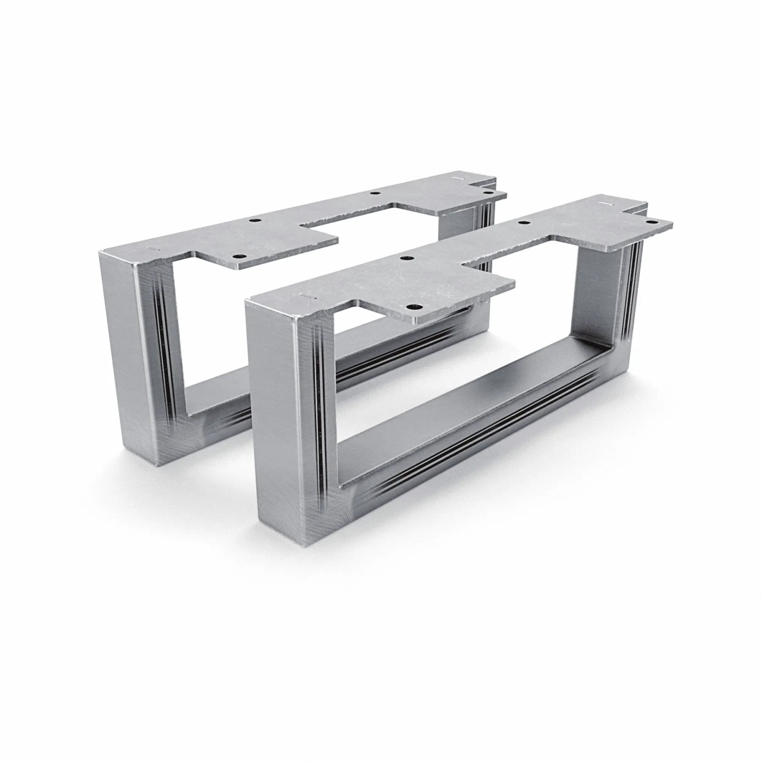 HEVVA Möbelfüße GRAZ 10 cm Hoch 25 cm Tief 2er Set Rohstahl-Klarlack