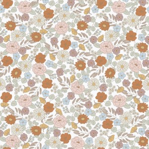 Little Dutch Vliestapete mit Vintage Blumenmuster in Rosa und Orange.