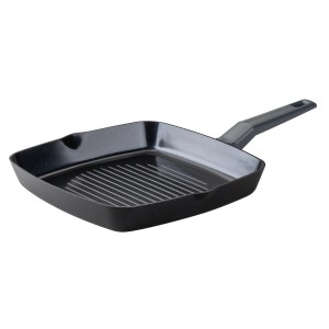 Schwarze Fackelmann Grillpfanne Statement, 28 cm, mit gerillter Oberfläche und ergonomischem Griff.