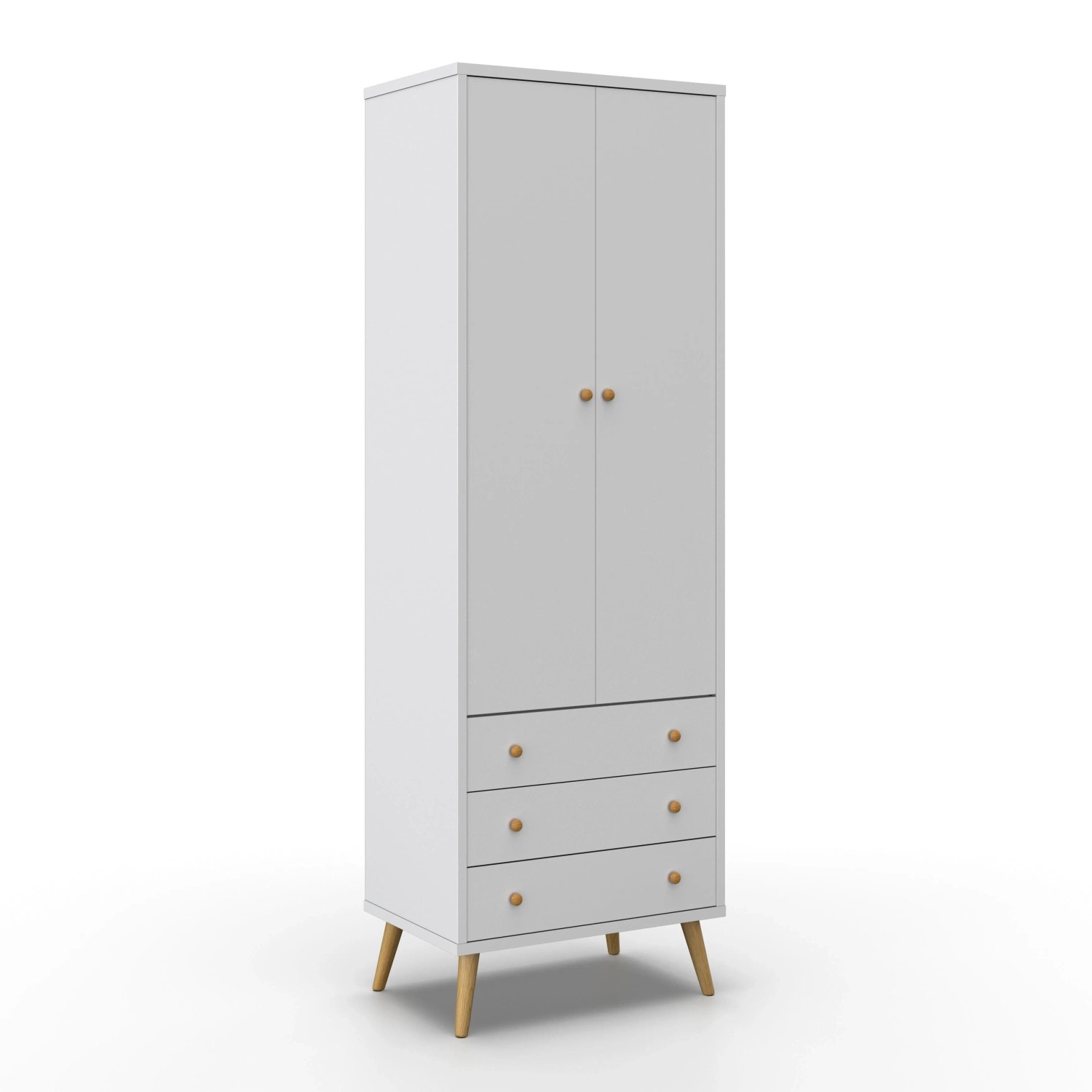 Bessagi Home Drehtürenschrank Ludo Weiß ca. 60x180x40 cm