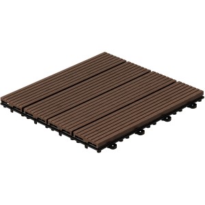 Dunkelbraune Home Deluxe WPC Klickfliesen Bavaro, 30x30 cm, für ca. 6 m² Fläche.