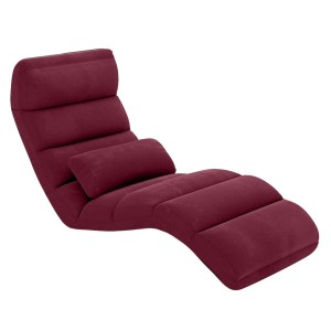 Rote klappbare Relaxliege mit Schlaffunktion. Verstellbares Bodensofa, ideal als Loungesessel für Komfort.