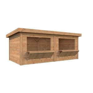 Palmako Marktstand Lenna Set, braun, mit zwei Verkaufsklappen und Tür. Ideal für den Markt.