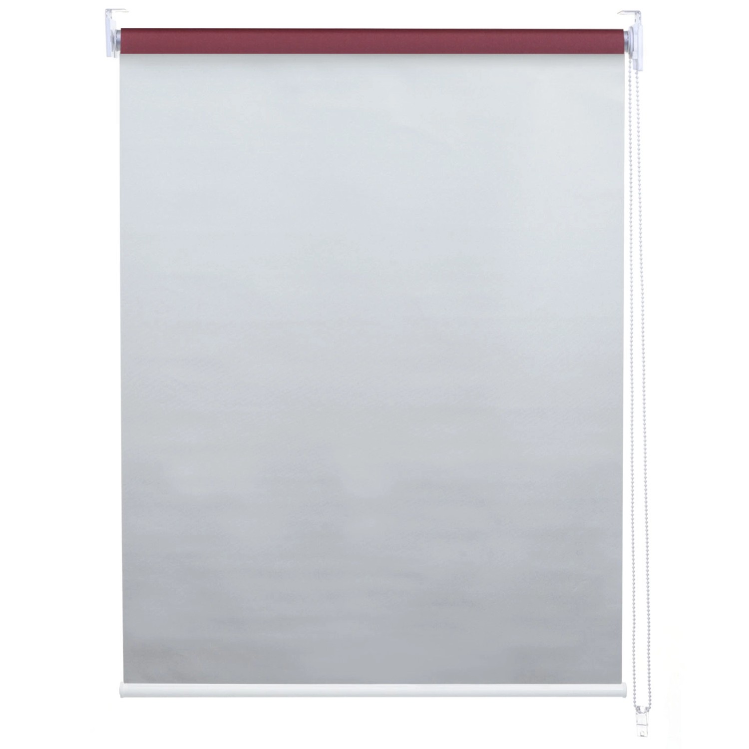 Bordeauxfarbenes MCW Rollo, 60x160cm, mit Kettenzug und Thermobarriere für Wand- oder Deckenmontage.