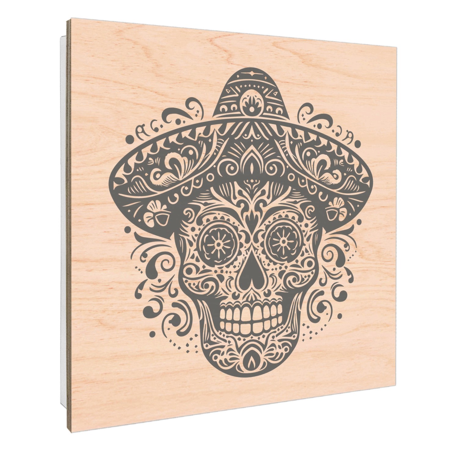 Banjado Schlüsselbox mit Totenkopf-Motiv, 30x30cm, weiße Schlüsselkasten mit 50 Haken.