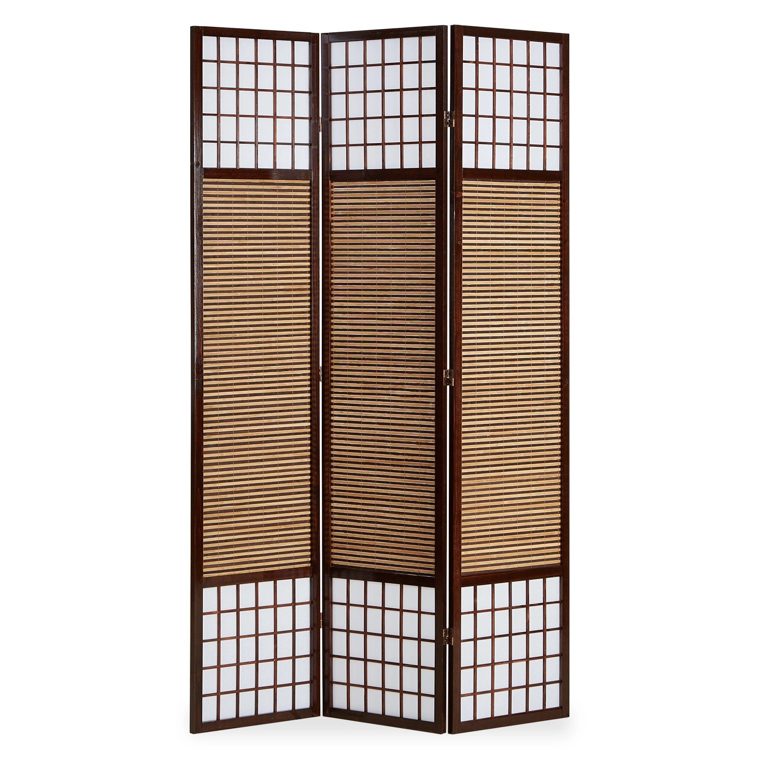 Homestyle4u 3-tlg. Paravent in Braun 120x200 cm 875 günstig online kaufen