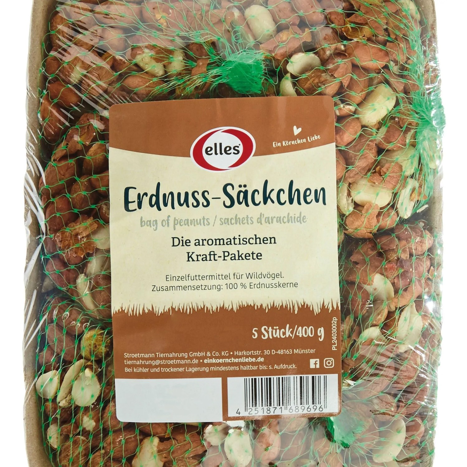 Elles Wildvogelfutter Erdnuss-Säckchen 5 Stück