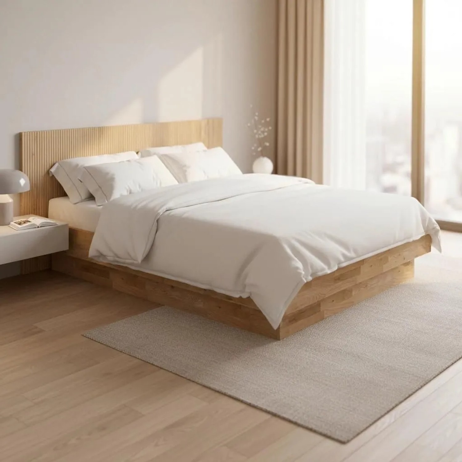 Bessagi Home Bett Duna ca. 180x200 cm Eiche Echtholz