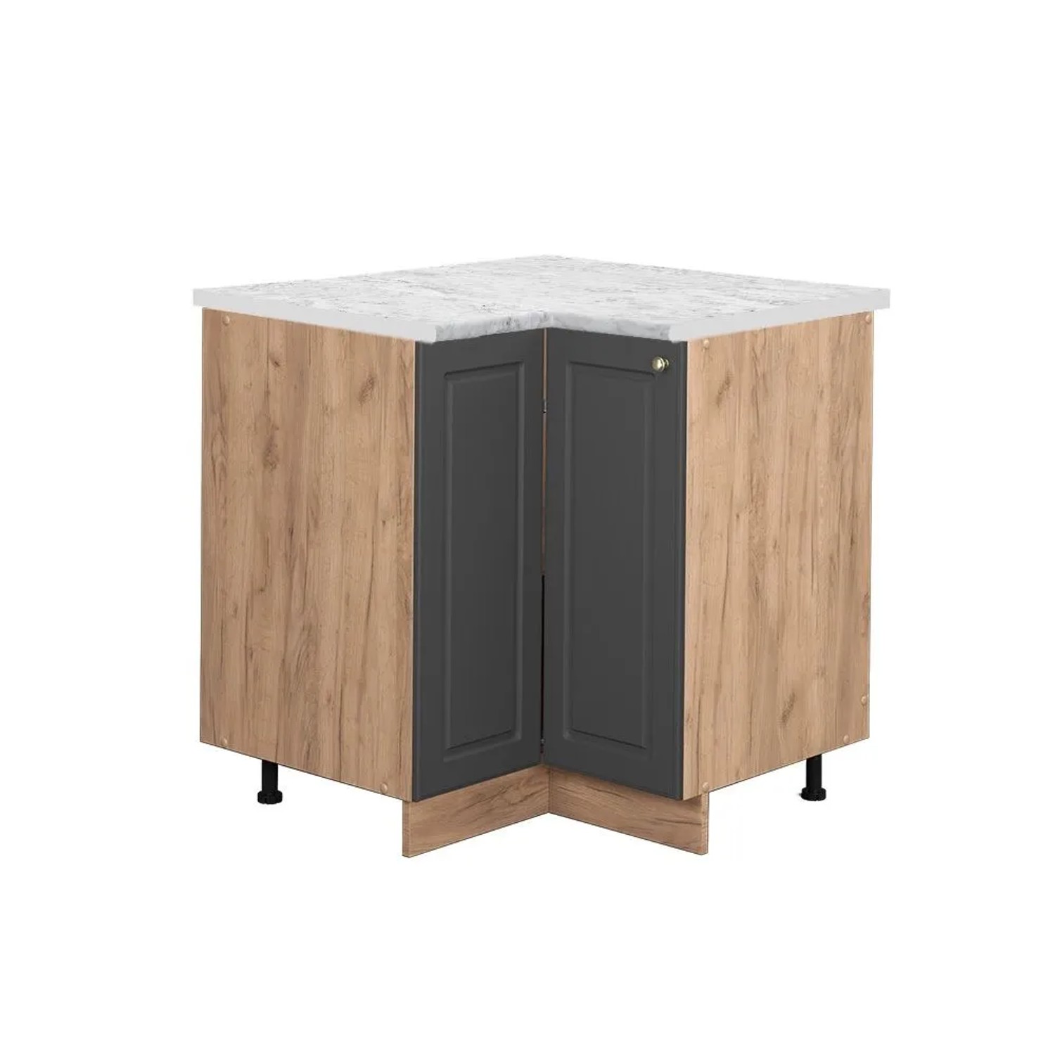 Vicco Eckunterschrank Fame-Line Anthrazit-Gold Goldkraft Eiche 81 cm AP Marmor
