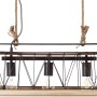 Brilliant Pendelleuchte Narcy Burned Steel mit drei Leuchten und Holzdetails.