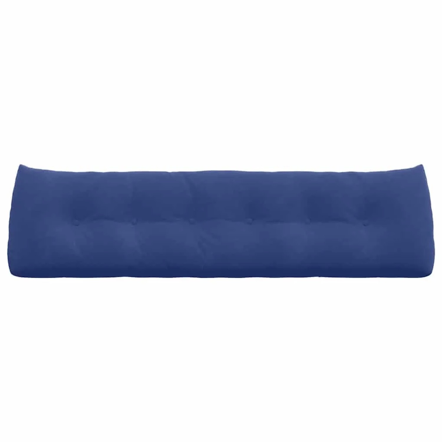 Langes, polizeiblaues Samt-Rückenkissen mit Knopfheftung. Ideal für Sofa oder Bett.