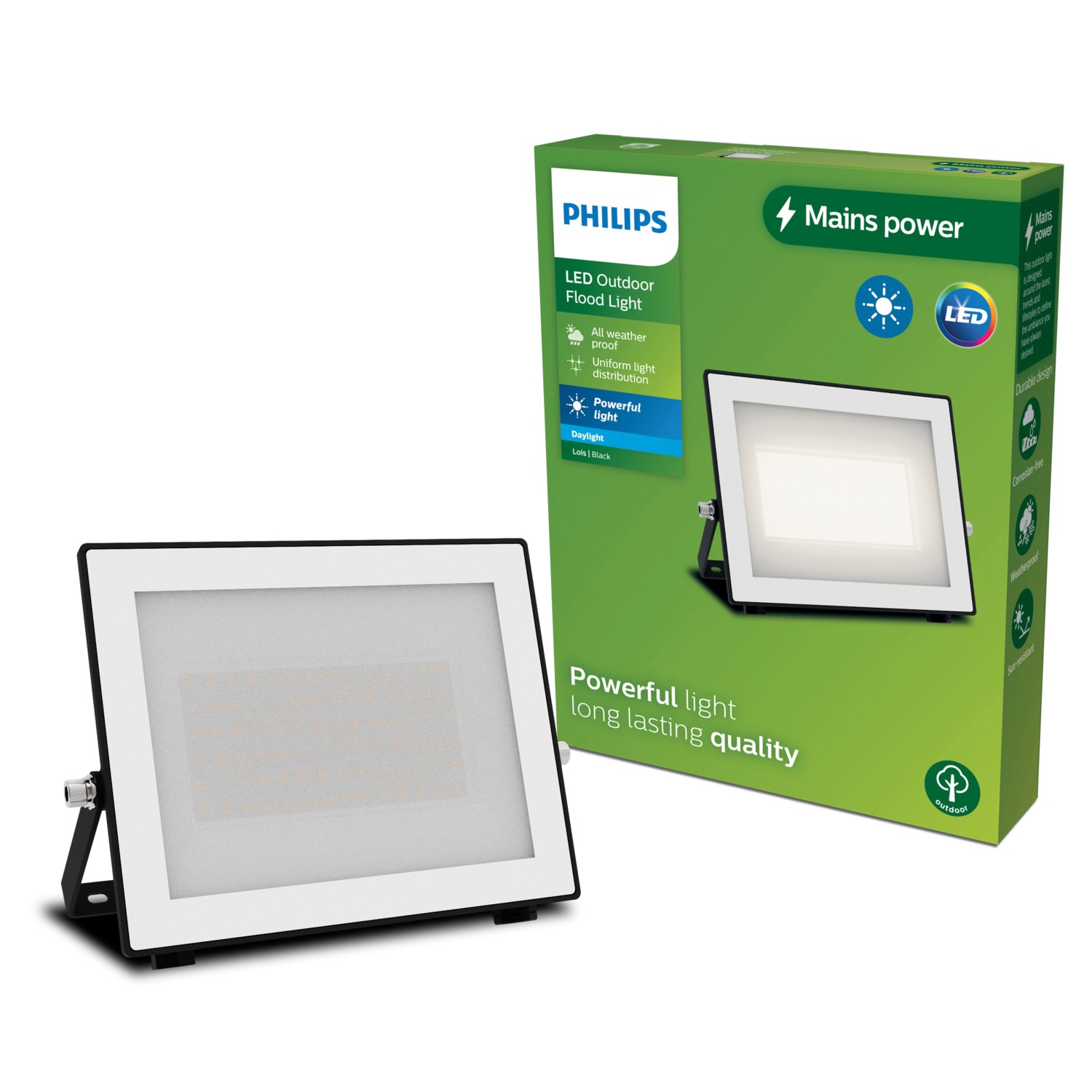 Philips Outdoor Flutlicht Lois 5.000 K 4.750 lm Schwarz