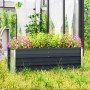 Outsunny Gartenbeet aus Stahl, kohlegrau, mit Blumen bepflanzt. Ideal für Garten und Terrasse.