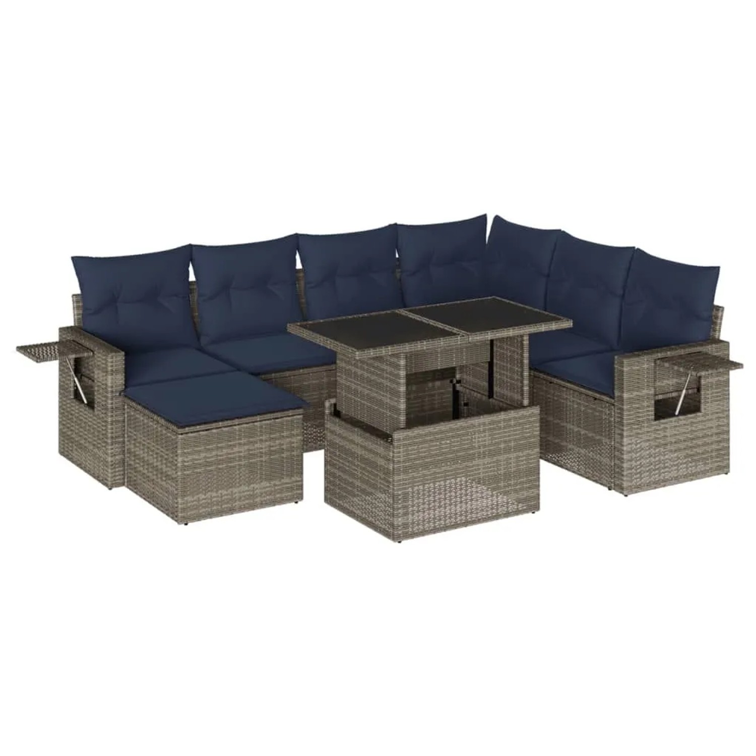 vidaXL 8-Tlg Gartensofa-Set mit Kissen Grau Polyrattan 3268071 günstig online kaufen