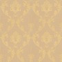Barock Tapete in Beige und Gold mit schimmernden Ornamenten für ein elegantes Wohnambiente.