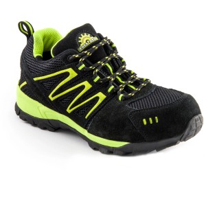 Workpower Damen Sicherheitshalbschuh S1P Sandy, schwarz-neongrün, Gr. 39. Arbeitsschuh für Damen.
