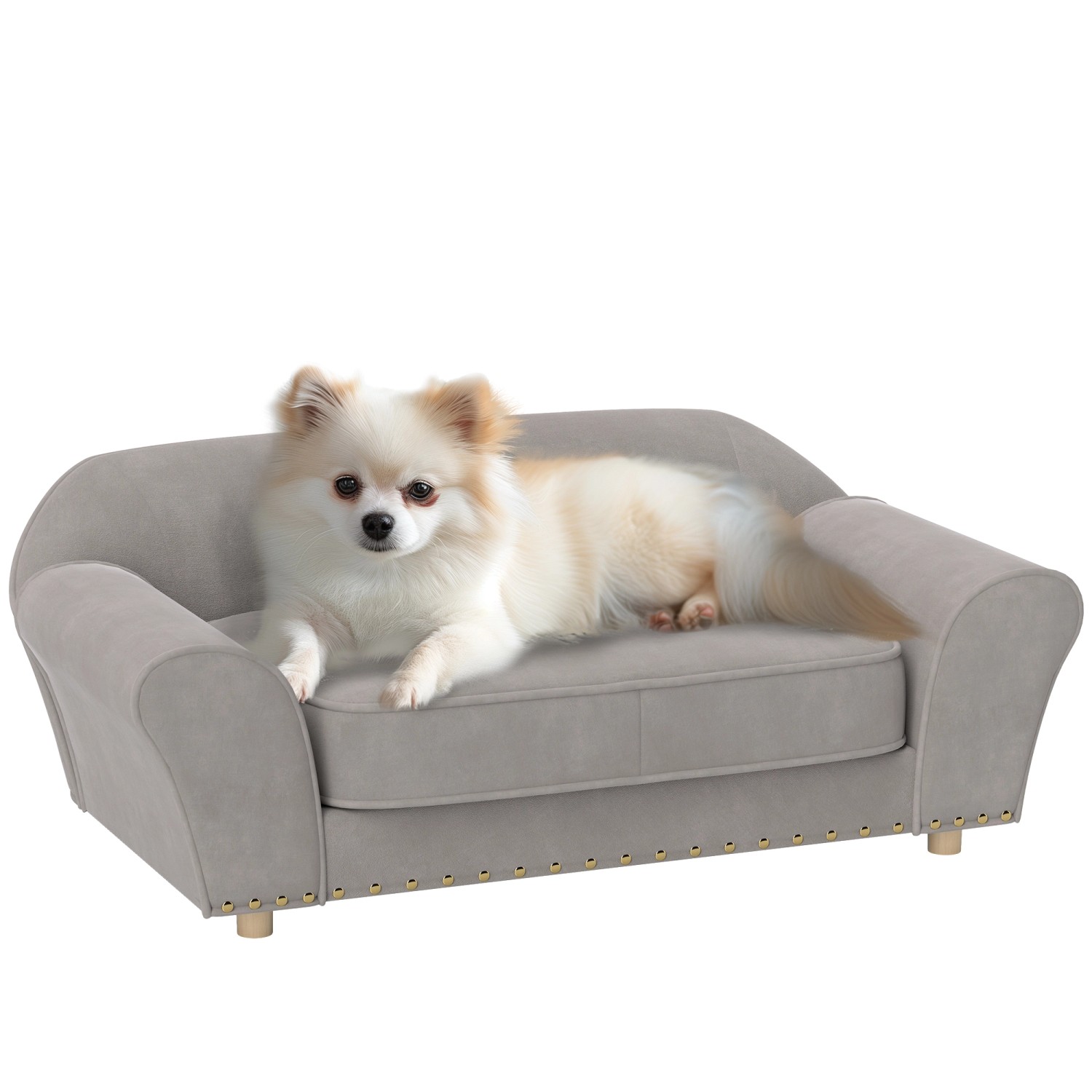 PawHut Hundesofa Polyester Schaumstoff Grau 86,5L x 52,5B x 33H cm